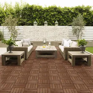 30cm L x 30cm W Interlocking Wood Deck Tile (Set of 27) Brown