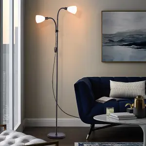 Modern 2 Head Adjustable Standing Reading Floor Lamp Floor Light 180 cm