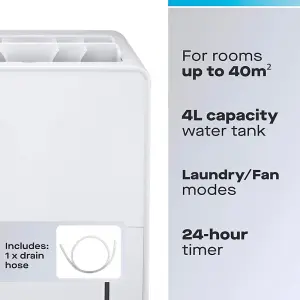 Daewoo Home Dehumidifier 20 Litres Daily Mould and Moisture Extraction Quiet 36dB Room with HEPA Air Purifier & Fan