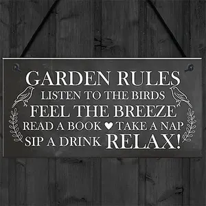 Red Ocean Garden Rules Sign Garden Signs Outside Hanging Summer House Sign Shed Sign Friendship Gift For Him Her