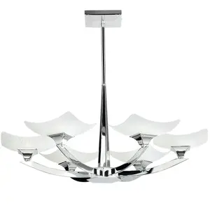 Semi Flush Ceiling Light Chrome & Scavo Glass 6 Bulb Hanging Pendant Lamp Shade