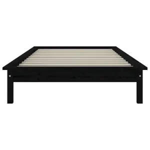 Berkfield Bed Frame Black 75x190 cm Small Single Solid Wood Pine