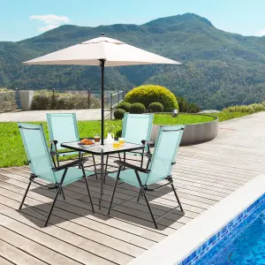 Costway Set of 4 Patio Folding Dining Chairs Outdoor Portable Sling Back Chairs