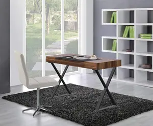 Homeology ADONIS Walnut and Matte Black Legs Ergonomic Home Office Luxury Computer Desk