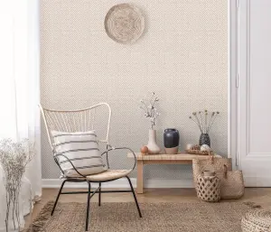 Natural Textures Trellis Panel Vinyl Wallpaper in Cream