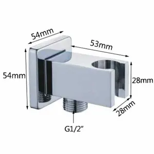 Concealed Square Shower Outlet Elbow With Handheld Shower Bracket Holder Chrome