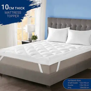 Bedbric White Quilted Microfiber Mattress Topper All Sizes