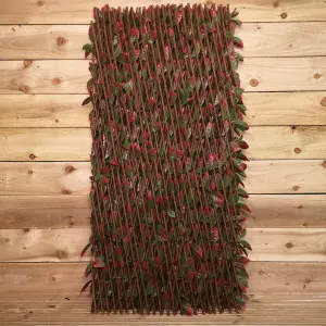 100cm x 200cm Artificial Fence Garden Trellis Privacy Screening Indoor Outdoor Wall Panel   Red Beech Leaf