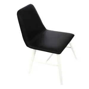 Interiors by Premier Black Leather Effect Dining Chair with White Legs, High Quality Leather Chair, Accent Chair, Borg Chair