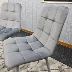 Dining Chairs Set Of 2 Grey Tufted Chairs Velvet Chairs Seats