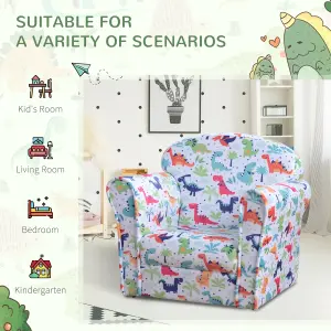 HOMCOM Children's Armchair Kids Sofa Tub Chair Seat Cartoon Flannel Wooden