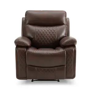 Carson 1 Seater Manual Recliner, Brown Air Leather