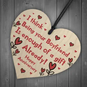 Red Ocean Funny Anniversary Gift For Boyfriend Novelty Wooden Heart Gift For Him Gift From Girlfriend