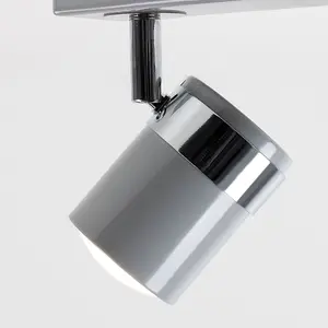 ValueLights Rosie 3 Way Adjustable Gloss Grey and Silver Chrome Straight Bar Ceiling Spotlight Fitting