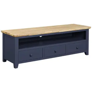 Florence Navy Blue TV Stand with 3 Drawers and Shelf