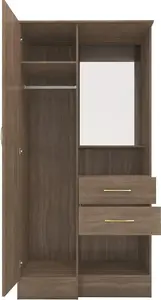 Nevada Vanity 1 Door Wardrobe Rustic Oak Effect