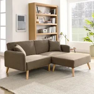 Zara 2 Seater Fabric Sofa Bed, With Matching Stool, Sofa Bed for Living Room, Brown