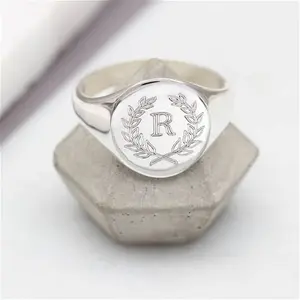 Sterling Silver Personalised Initial Signet Ring