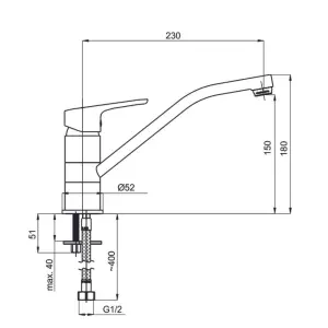 Hommix Rubineta Uno-20 Black Kitchen Faucet