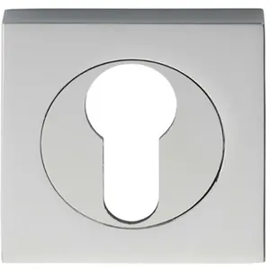 Square Euro Profile Escutcheon 52 x 52mm Concealed Fix Polished Chrome