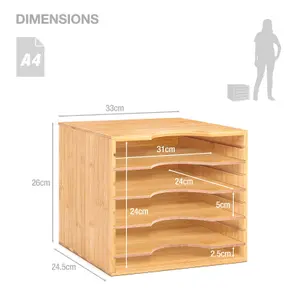 Woodluv Desk Organiser Paper Tray, wooden desk file organiser a4 paper letter tray With 5 Tier Racks Shelves