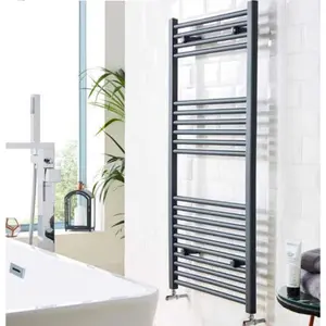 Straight Towel Rail Heated Towel Rails Black / 100cm H x 50cm W x 4cm D