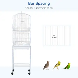 PawHut Bird Cage for Budgie Finch Canary Parakeet W/ Stand Sliding Tray White