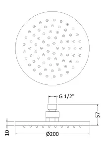 Round LED Fixed Shower Head, 200mm - Chrome