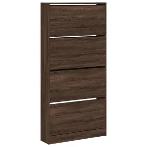 Berkfield Shoe Cabinet with 4 Flip-Drawers Brown Oak 80x21x163.5 cm