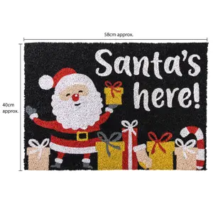 JVL Latex Christmas Coir Door Mats - 40 x 58cm - Santa