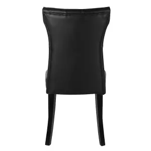 Dining Chair Set of 2 Black PU Leather High Backrest Dining Chairs