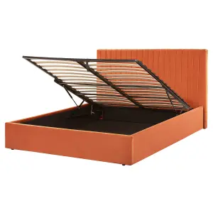 Velvet EU King Size Ottoman Bed Orange VION