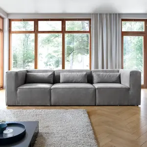 Doris Modular 4 Seater Sofa in Light Grey Cord Chenille