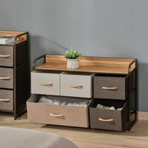 Drawer Dresser Tower Unit Clothes Storage Organizer with Wood Top, Steel Frame