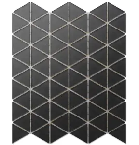 Glass mosaic on mesh for bathroom or kitchen 263mm x 303mm - Back to Black