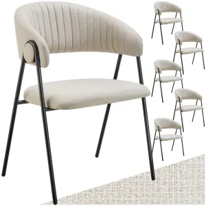 Dining Chair Bedano - padded, woven fabric armchair, 150 kg load capacity - greige