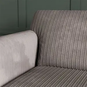 Dunelm Blake Curved Arm Jumbo Cord Standard Back 3 Seater Sofa, Mid Century, Jumbo Cord Grey, Fabric/Jumbo Cord