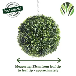 Best Artificial 23cm Green Boxwood Buxus Grass Hanging Basket Topiary Ball - Suitable for Outdoor Use - Weather & Fade Resistant