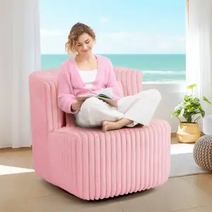 360 Degrees  Fleece Swivel Accent Chair Pink