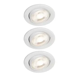 Arber Matt White Adjustable LED Fire-rated Warm & neutral Downlight 5W IP65, Pack of 6