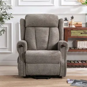 Rise Recliner Chair With Dual Motor, Remote Control, Multi-Recline Positions And Pocket Storage In Brown Fabric