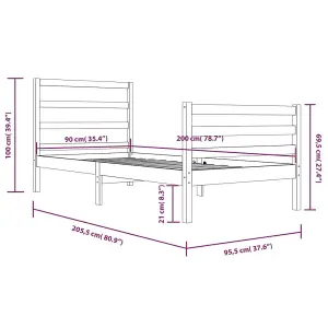 Berkfield Bed Frame Solid Wood Pine 90x200 cm