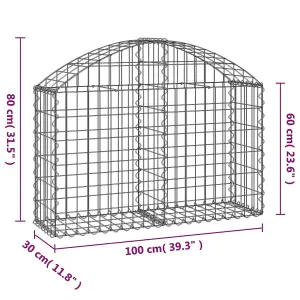 Berkfield Arched Gabion Basket 100x30x60/80 cm Galvanised Iron