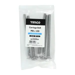 Timco - Carriage Bolts - A2 Stainless Steel (Size M8 x 130 - 5 Pieces)