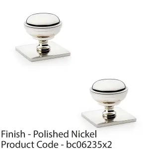 2 PACK - Classic Round Cabinet Door Knob & Matching Backplate Polished Nickel 34mm Handle