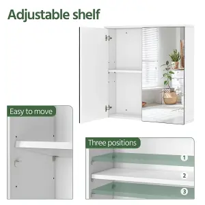 Yaheetech White 2-Tier Wall-Mounted Storage Cabinet with Double Mirror Doors