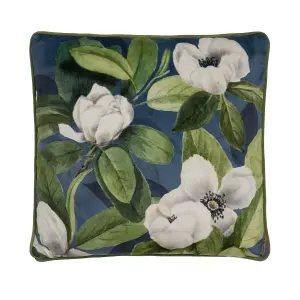 Alaya Floral Teal Velvet Filled Cushion