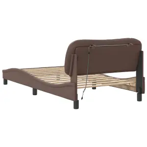 Berkfield Bed Frame with LED without Mattress Brown 100x200 cm