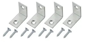 Zinc-plated Mild steel Corner bracket (H)1.5mm (W)26.5mm (L)25mm, Pack of 4