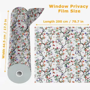 Walplus Watercolour Little Birds Among The Flowers Window Privacy Film Windows Clings